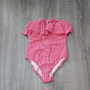 J. Crew Pink Gingham Swimsuit